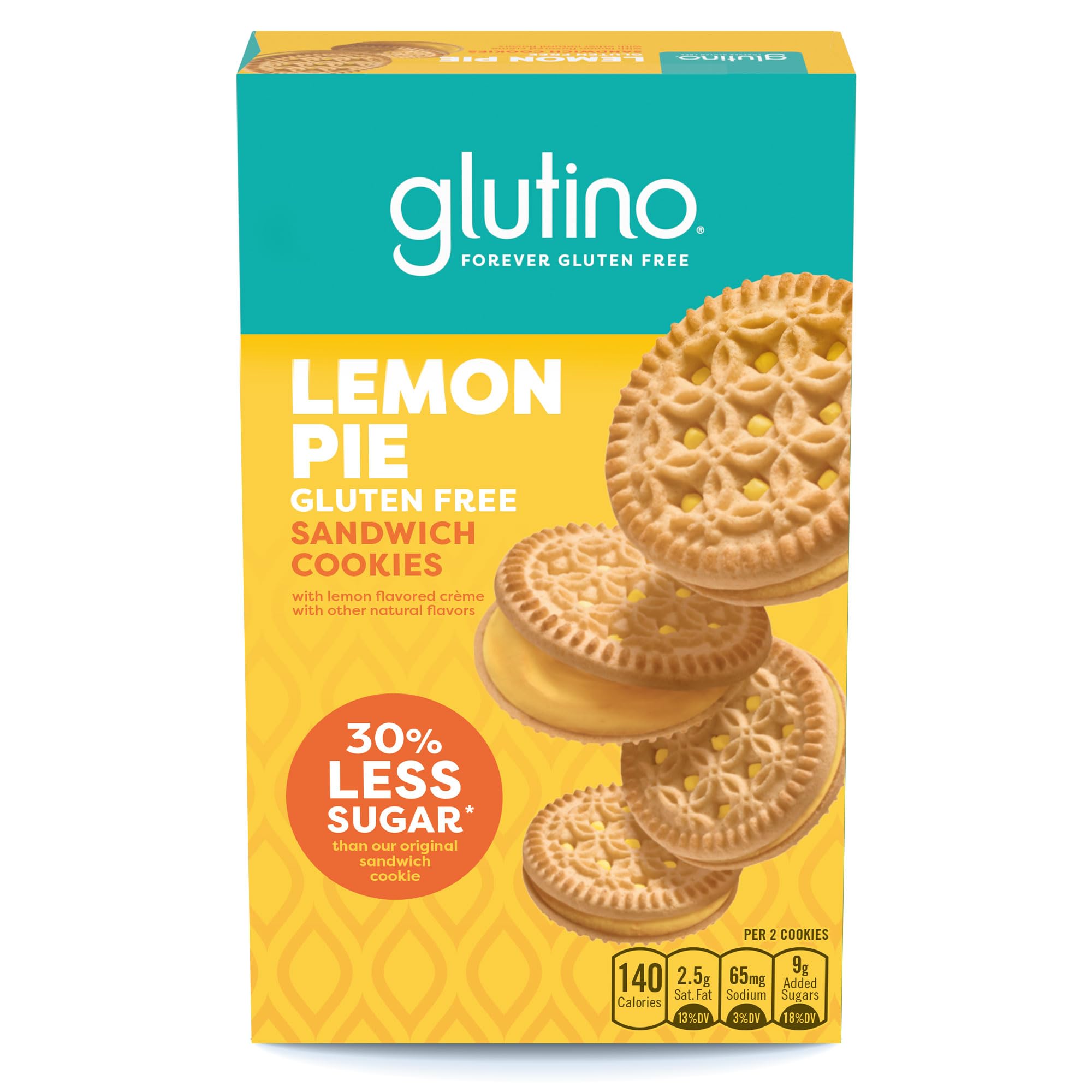 Glutino Gluten Free Lemon Pie Flavored Sandwich Cookies - 10.5 oz Pack | Delicious Gluten Free Snacks for Kids & Adults | Perfect for Lunchboxes, Parties & Celiac-Friendly Diets