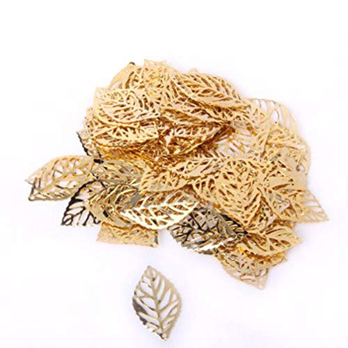 Artibetter 100pcs Vintage Hollow Leaf Charms - Gold Metal Tree Leaf Pendants for Jewelry Making, DIY Necklace, Earrings & Hair Clips - Fall Decor & Craft Supplies (Perfect for Autumn Home Decor, Wedding Favors, Scrapbooking)