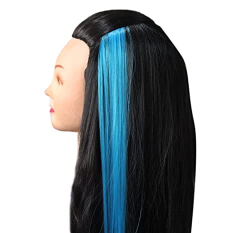 2 Pcs Sky Blue Clip-In Hair Extensions - Straight Synthetic Hair Streaks for Women & Girls - Party & Cosplay Highlights - Easy to Use for Daily Styling & Special Occasions