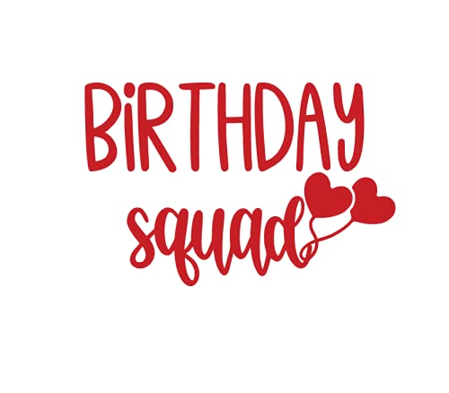 Birthday Squad Iron On Decal - DIY Birthday T-Shirt Transfer Sticker for Party Outfits & Custom Gifts (Red) | Perfect for Birthday Celebrations, Group Parties & Personalized Apparel