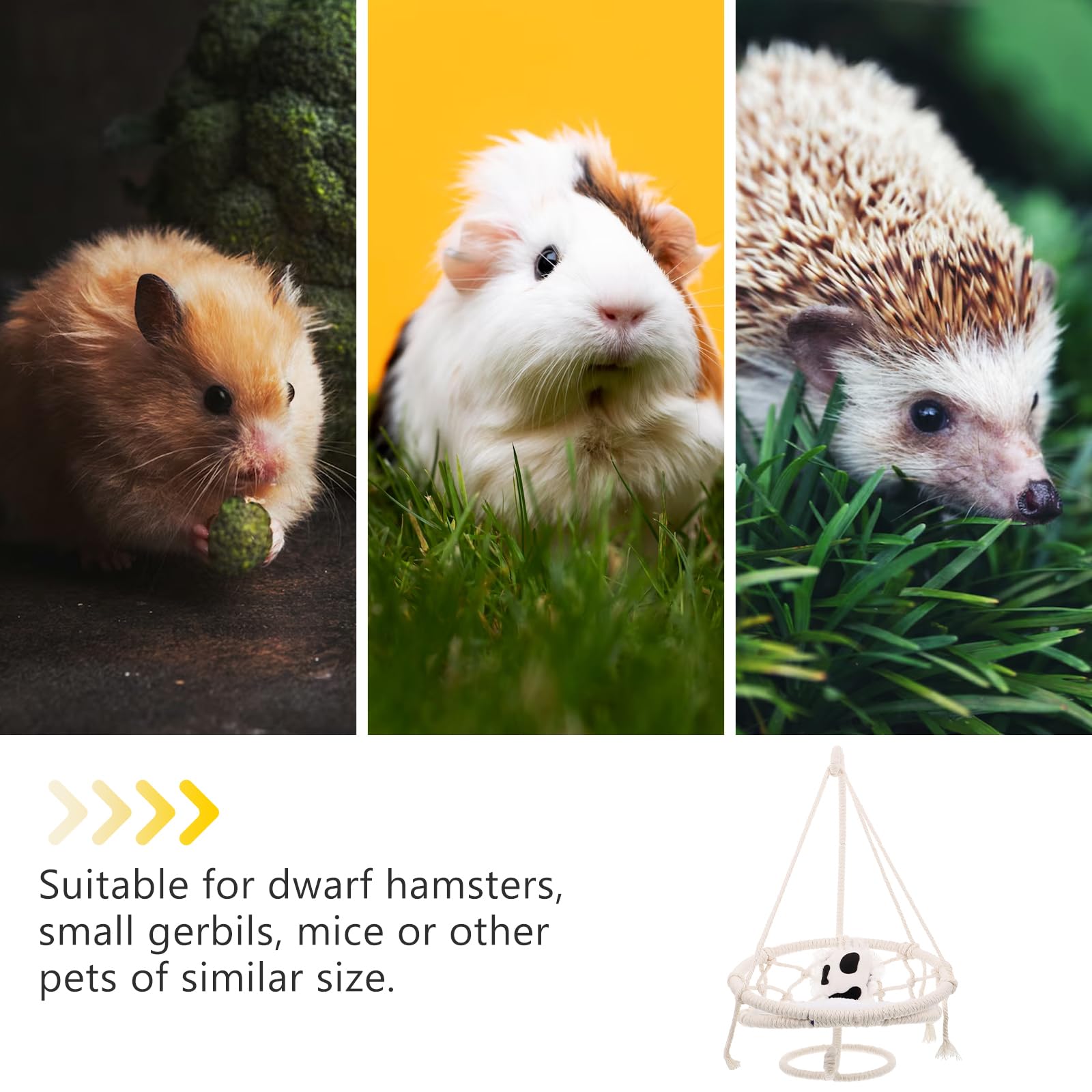FRCOLOR Rat Hammock Swing Bed - 10X13in Large Woven Hanging House for Hamsters, Guinea Pigs & Small Pets - Durable Reptile Cage Accessories for Play & Rest - Perfect for Cage Enrichment & Climbing Fun