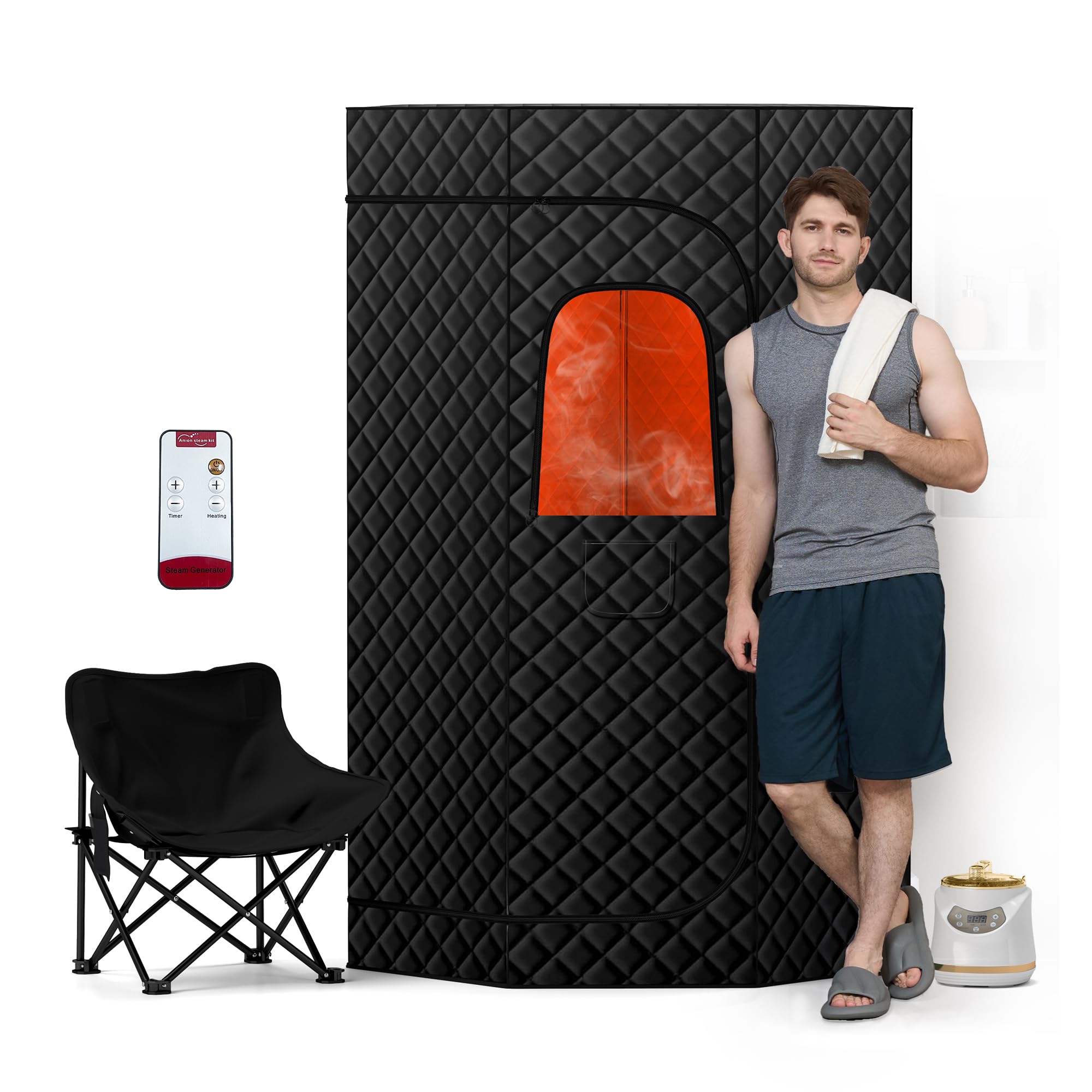 Real Relax Portable Steam Room for Home - 6.2FT Foldable Sauna Tent with 1500W Steamer, Remote Control & 6-Minute Fast Heating (3'x3'x6.2') | Perfect for Relaxation, Detox & Muscle Recovery at Home
