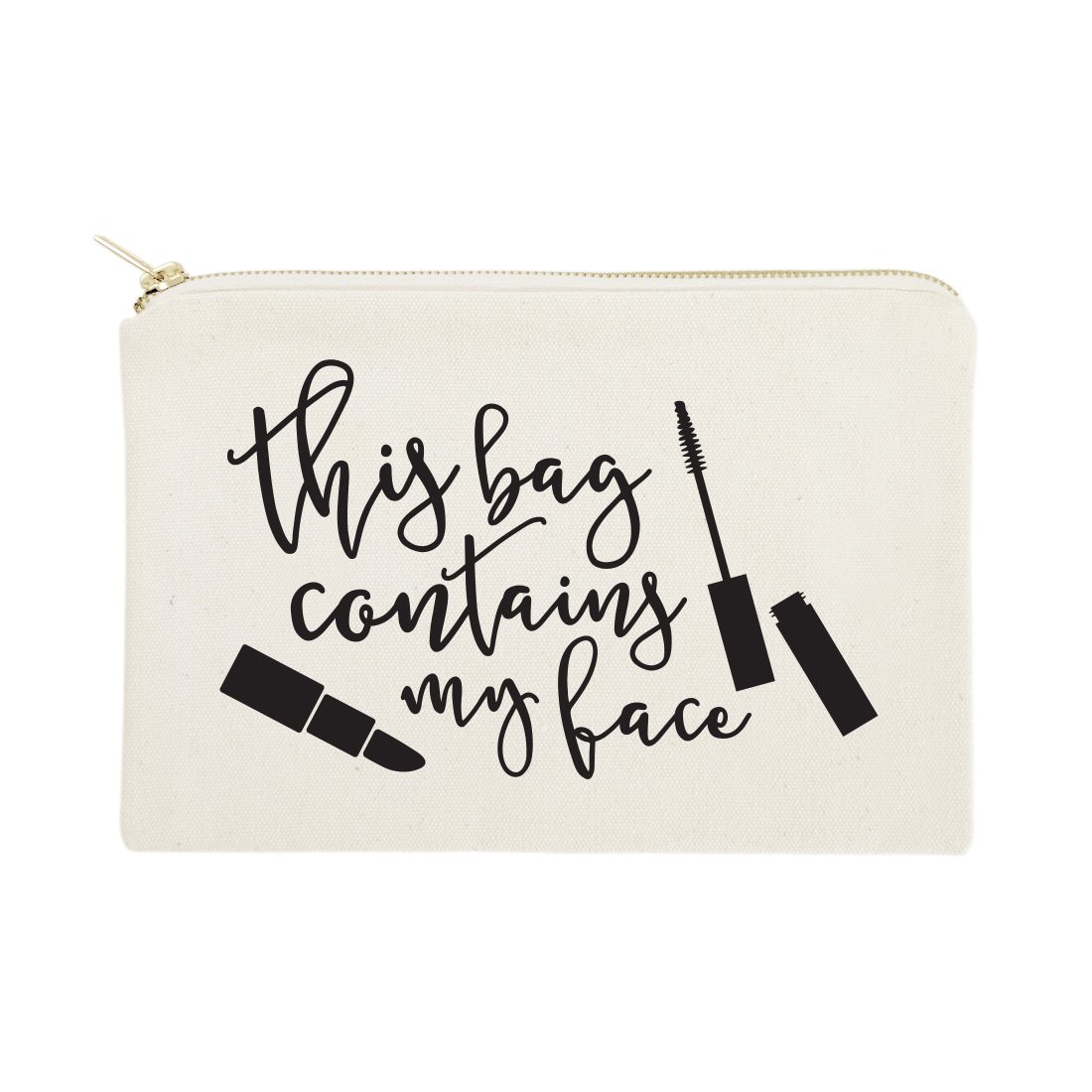 Cotton & Canvas Cosmetic Bag - Travel Makeup Pouch for Toiletries & Beauty Essentials | Perfect for Gym, Vacation & Daily Organizer (This Bag Contains My Face)