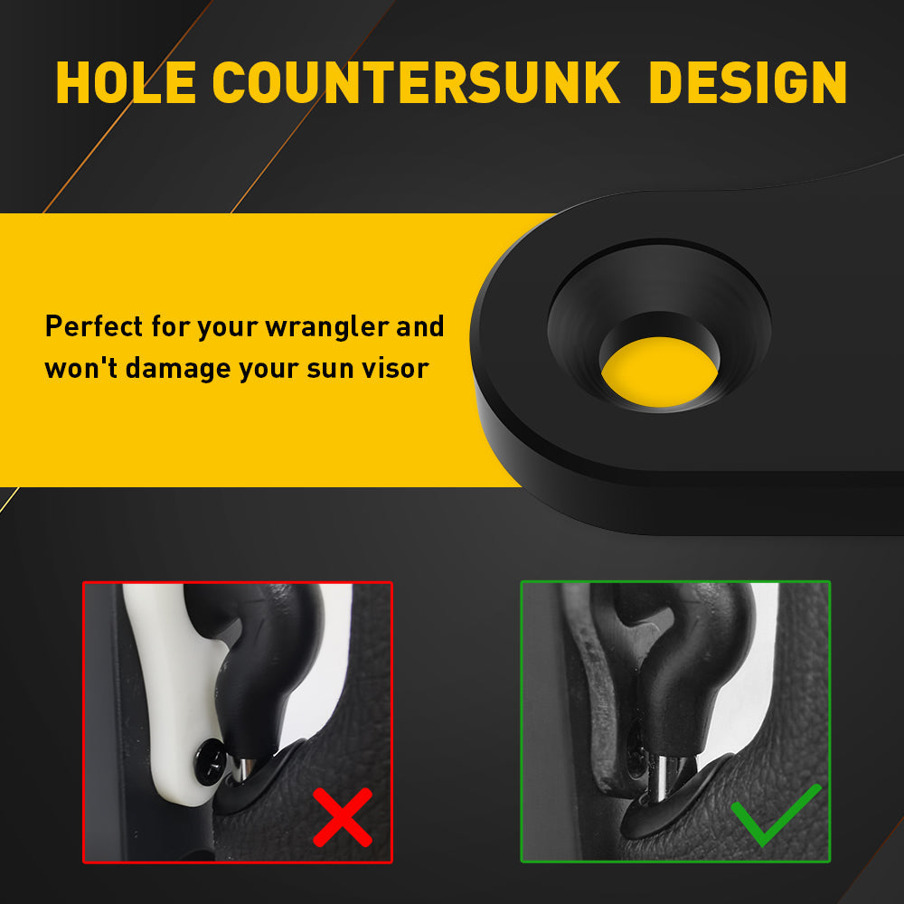 2018-2022 Jeep JK JL JT Gladiator & Wrangler Sun Visor Clips - Heavy Duty Double Screw Design | Perfect for Off-Roading & Daily Driving