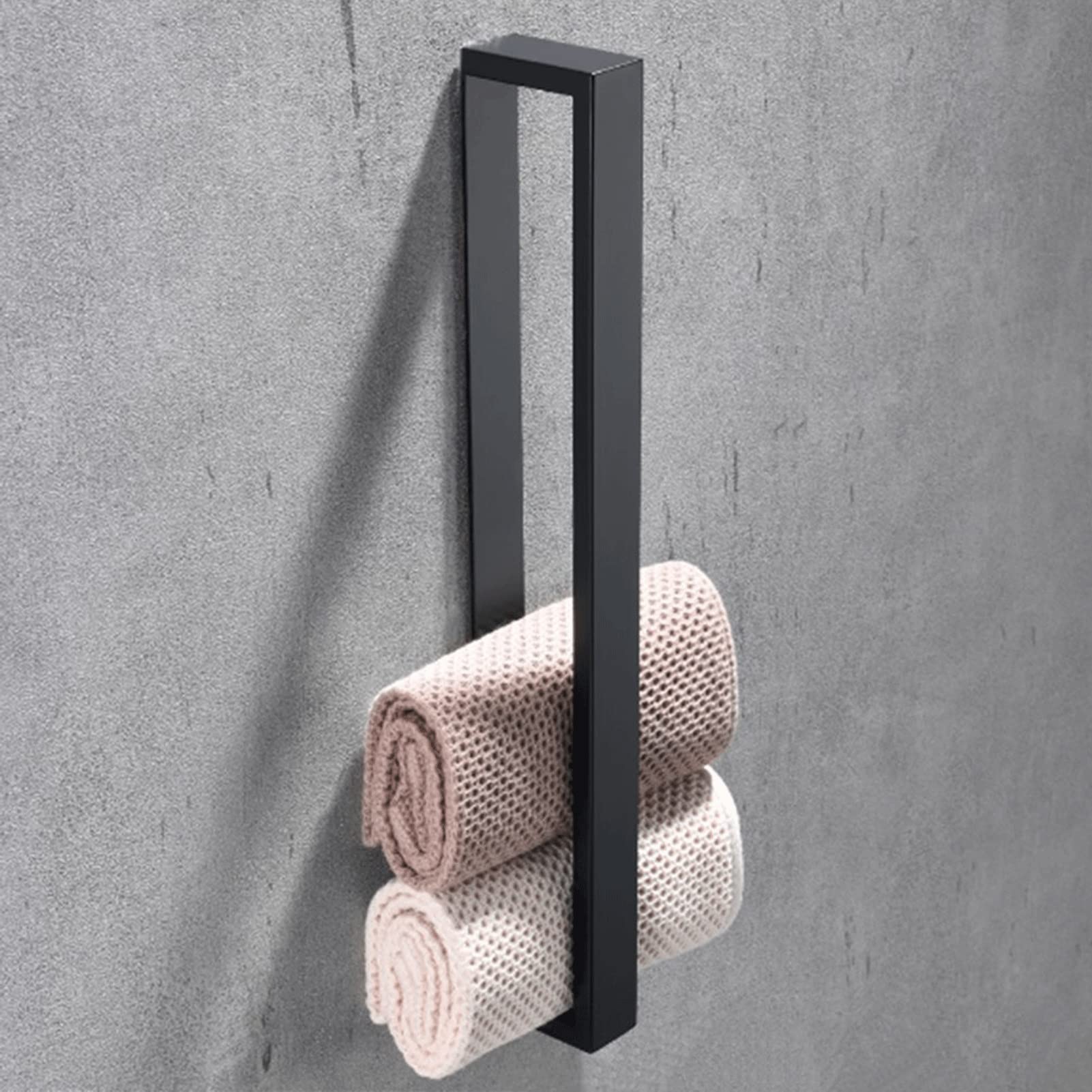 40cm Stainless Steel Towel Rack - Wall Mounted Self-Adhesive Bathroom Organizer for Face & Hand Towels - Durable Kitchen & Bathroom Storage Solution (Black) - Perfect for Small Spaces, Apartments & Modern Home Decor
