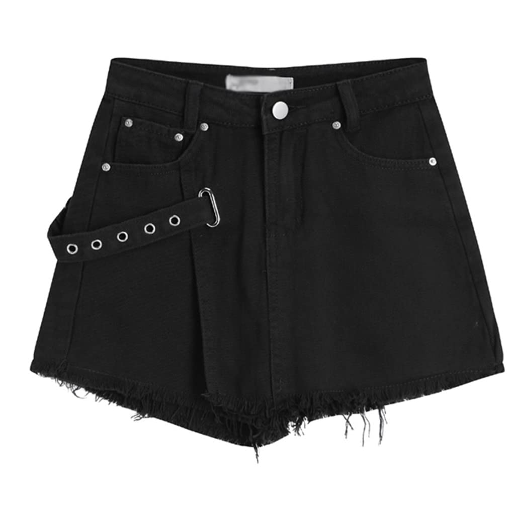 Women's High Waist Denim Shorts Skirt - Summer Streetwear Fashion, Plus Size Jeans Shorts for Women, Sexy Femme Short Mujer (Black, Size S) | Perfect for Beach, Party & Casual Outfits