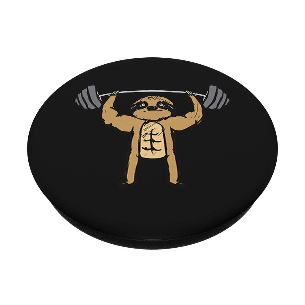 Funny Sloth Weightlifting Barbell PopSockets PopGrip - Swappable Phone & Tablet Grip with Adhesive | Perfect Gift for Gym Lovers & Sloth Enthusiasts | Use for Workouts, Yoga, or Daily Phone Protection