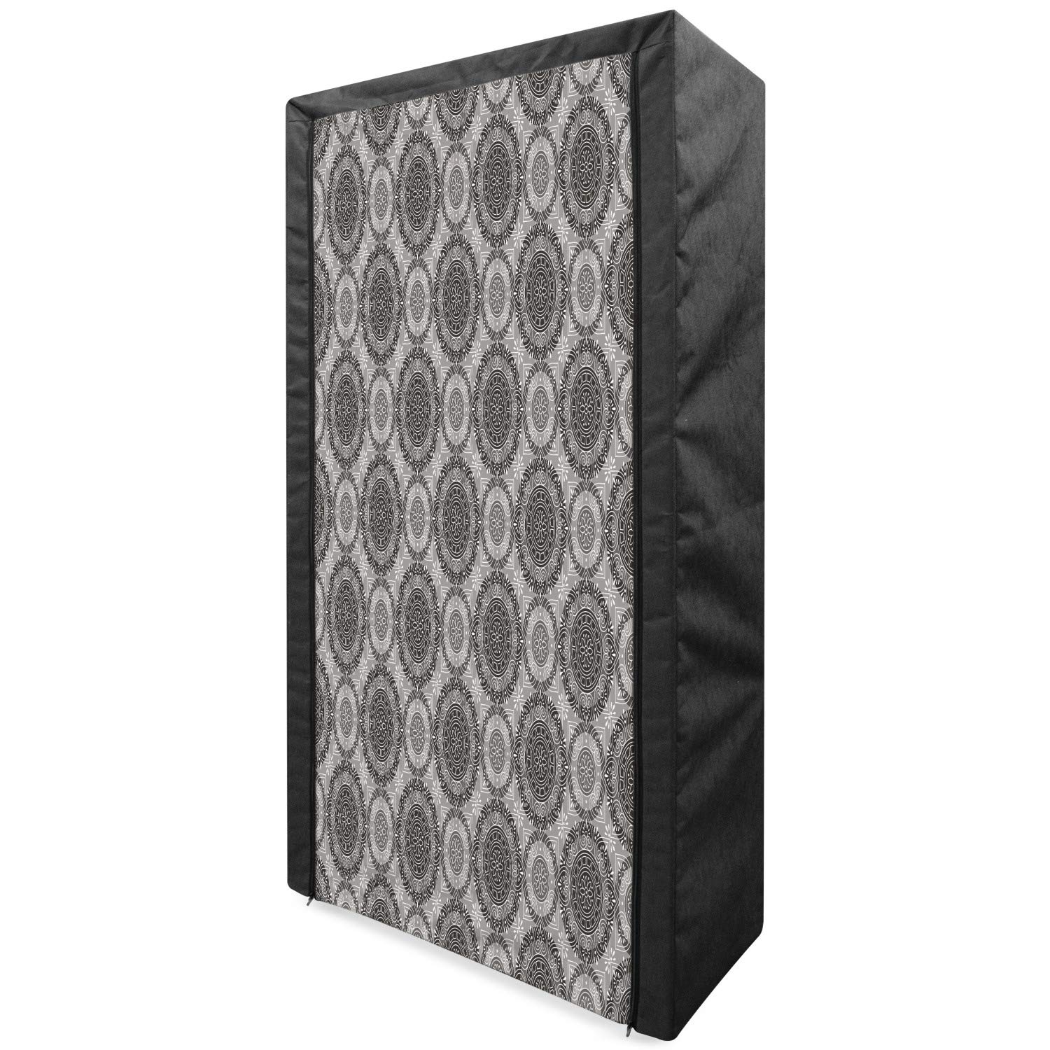 Ambesonne Grey Portable Fabric Wardrobe with Antique Floral Damask Pattern - 33.5