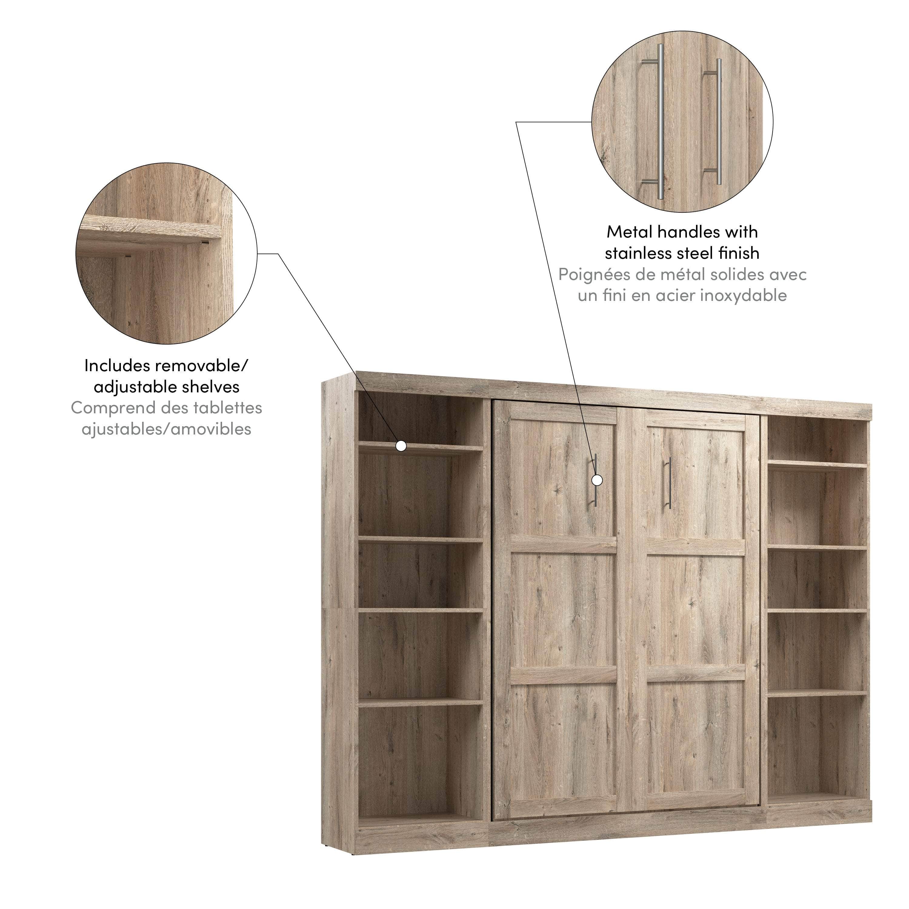 Space-Saving Full Murphy Bed with 2 Storage Units (109W) - 7 Color Options for Home, Office, or Guest Room Use