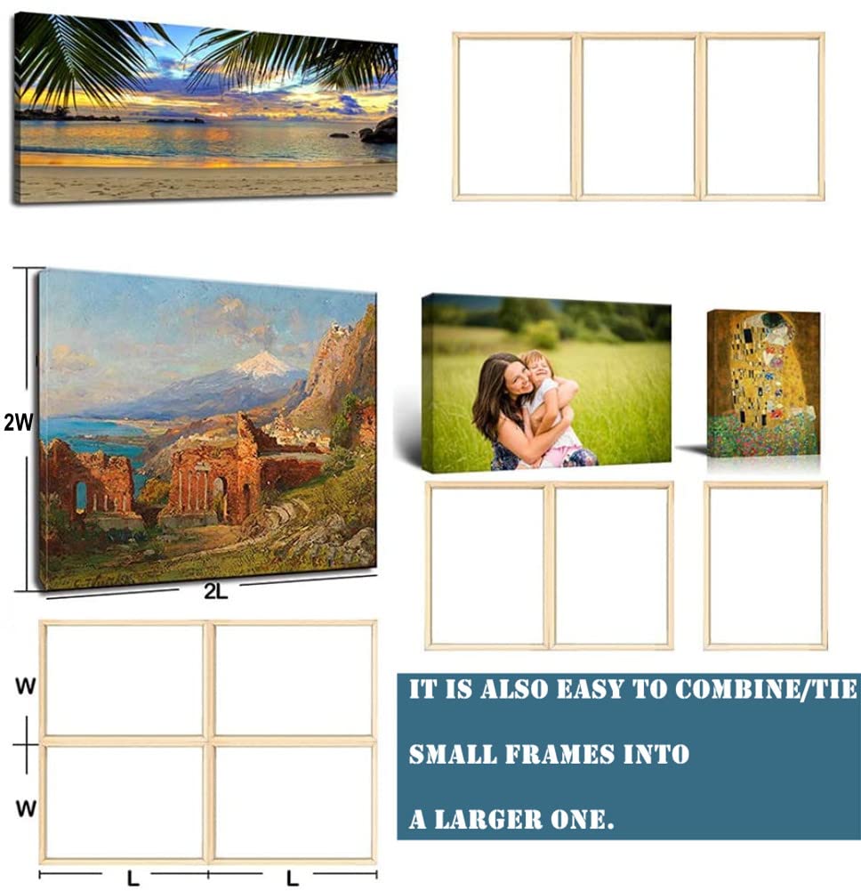 YEESAM ART DIY Wooden Picture Frames Kit - 8x8 Inch Easy-to-Assemble Frames for Canvas Paintings, Rhinestone Art, Cross Stitch & Paint by Numbers | Perfect for Home Decor, Craft Projects & Gift Giving