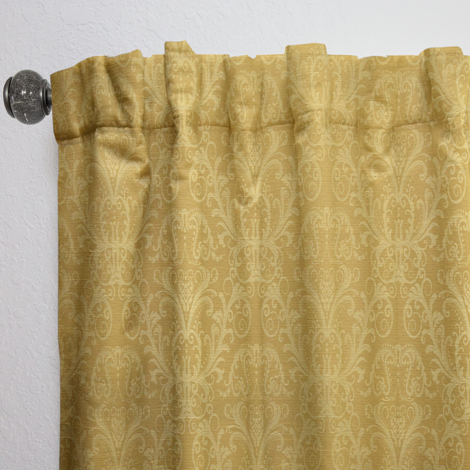 DesignQ Luxury Golden Floral Blackout Curtains - Thermal Insulated Single Panel (52x120 Inches) for Bedroom & Living Room - Elegant Home Decor for Better Sleep & Energy Savings