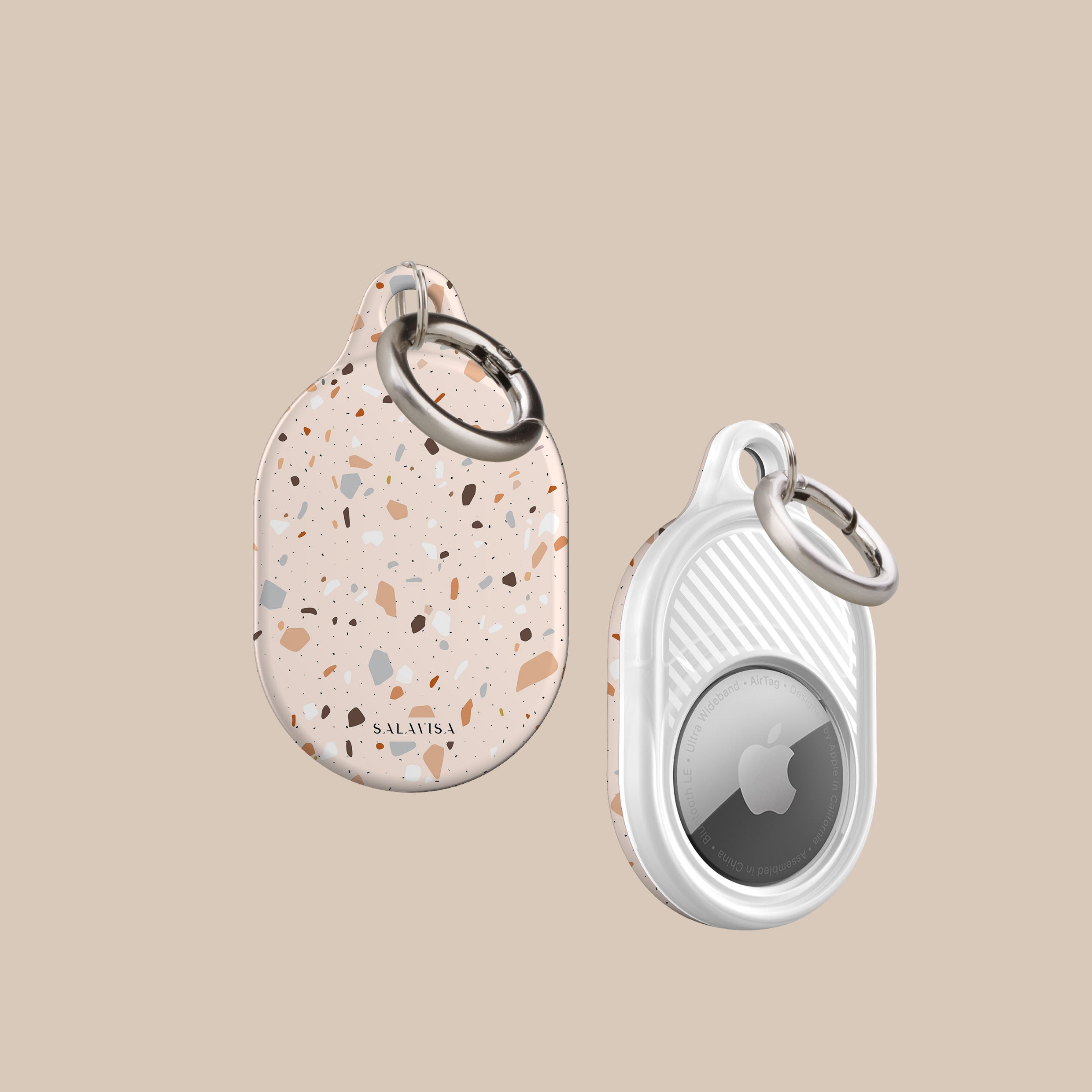 Pink Terrazzo AirTag Holder - Stylish & Durable Airtag Case for iPhone | Perfect for Keychains, Wallets & Luggage Tracking