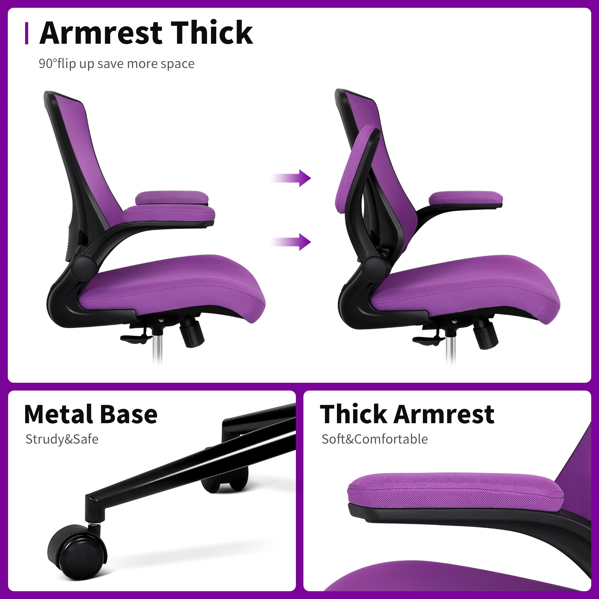 Adjustable Height Drafting Chair with Lumbar Support & Footrest - Ergonomic Office Chair for Standing Desks, Bar Counters & Home Offices - Tall Swivel Chair with Flip-Up Arms for Comfortable Work & Study
