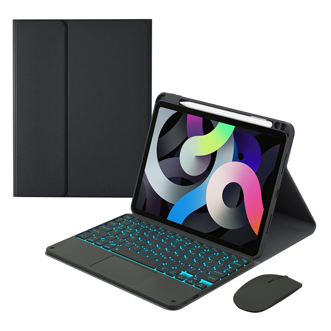 Wireless Backlit Bluetooth Keyboard Case for Xiaomi Pad 5/5 Pro - Detachable Magnetic Protective Cover with Pencil Holder & Mouse Included (Black) | Perfect for Work, Study, and On-the-Go Typing