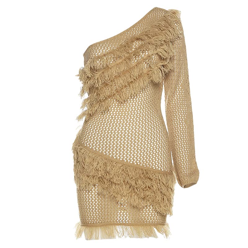 Sexy Women's Hollow Tassel Skirt - Sheer See-Through High Slit Streetwear Dress for Beach Vacation, Club Party & Night Out | Trendy Summer Fashion for Casual Wear & Date Nights