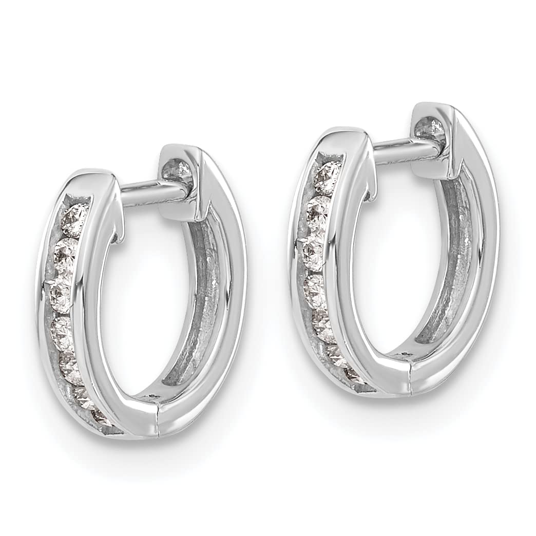 14K Solid White Gold Diamond Hinged Round Huggie Small Hoop Earrings for Women - Elegant Everyday Jewelry Gift for Her, Perfect for Parties, Weddings & Special Occasions