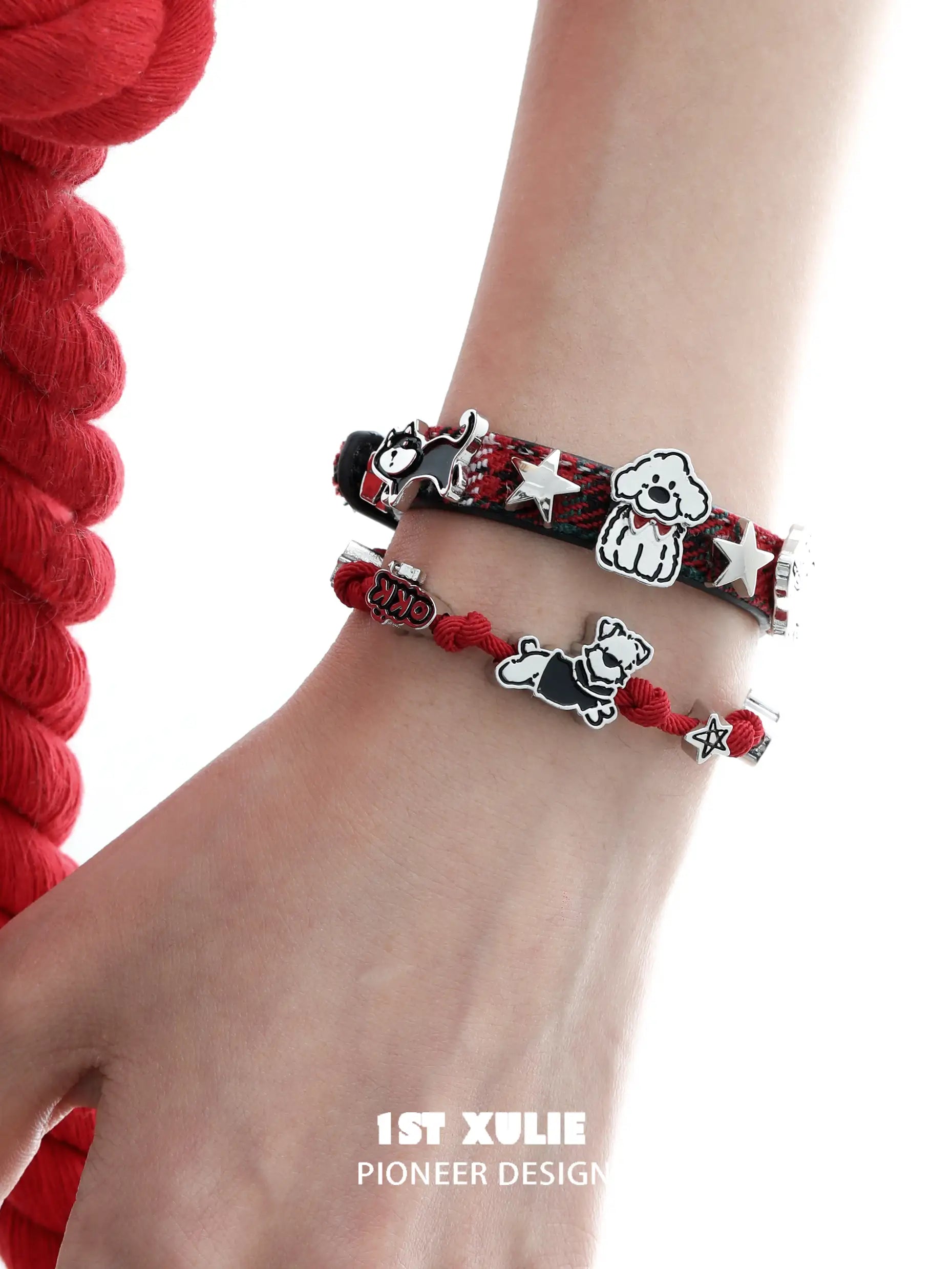 Graffiti Puppy 18k Gold Plated Milan Rope Bracelet for Women - Chinese New Year Spring Festival Jewelry Gift for Her, Birthday, Anniversary, Valentine's Day