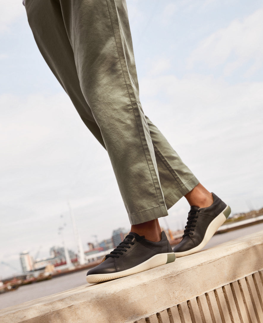 Women's KNX Leather Sneakers - Black/Star White | Comfortable & Stylish Casual Shoes for Walking, Running & Everyday Wear