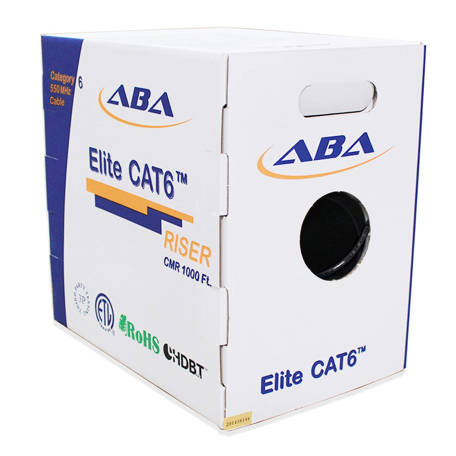 Infinity Cable Products Cat6 Riser (CMR) Ethernet Cable 1000ft - 23AWG UTP Solid Pure Bare Copper, 550MHz, UL Certified, Easy Pull Reelex II Box - Bulk LAN Network Cable for Office, Home & Data Center Installations