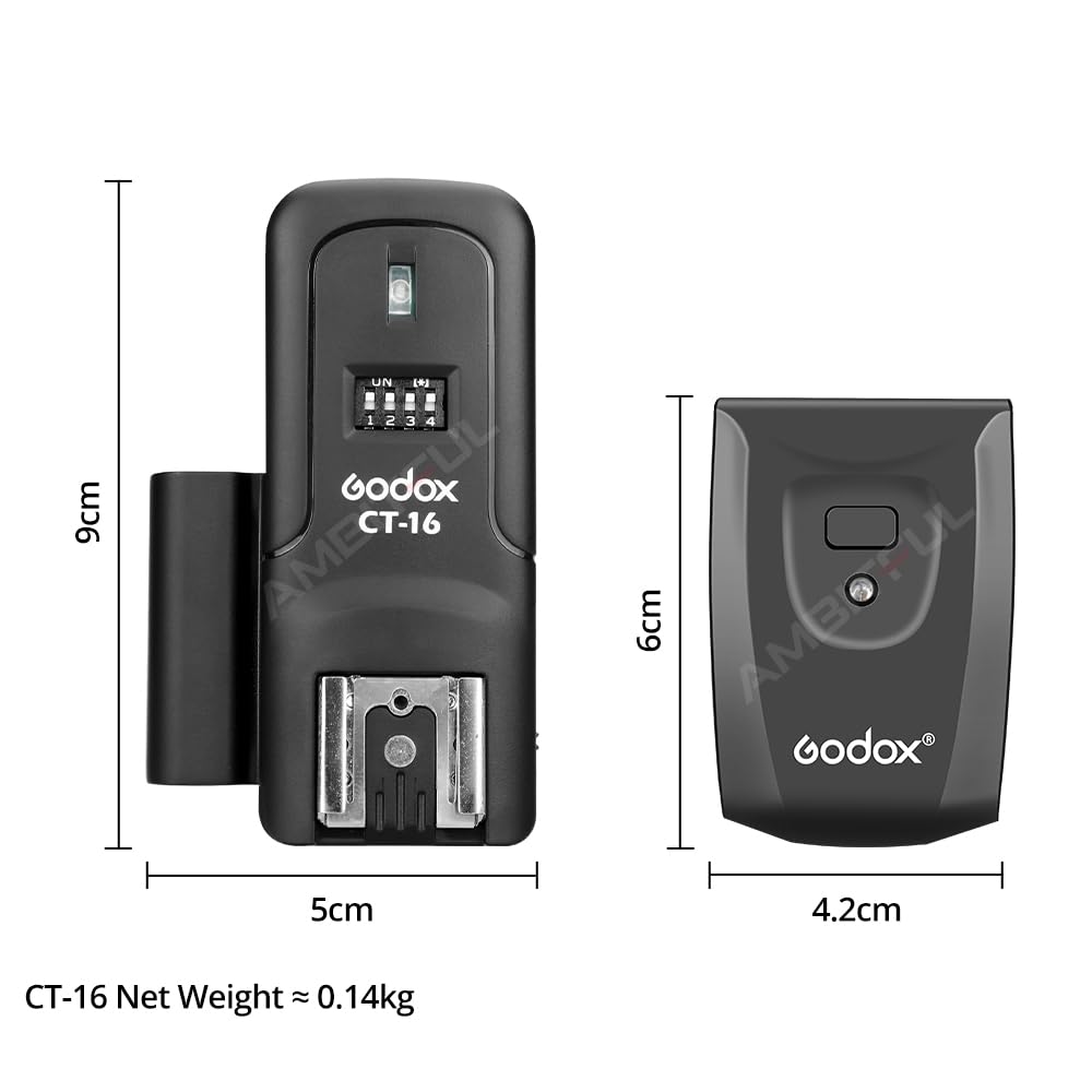 Godox CT-16 Wireless Flash Trigger Kit (1 Transmitter + 2 Receivers) for Canon Nikon Sony Pentax DSLR Cameras - Perfect for Studio Photography, Wedding & Event Shooting