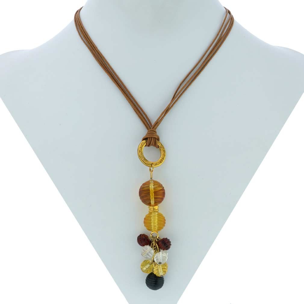 Venetian Murano Glass Teti Necklace in Golden Brown - Handcrafted Italian Jewelry for Women, Gift for Her, Perfect for Weddings & Special Occasions
