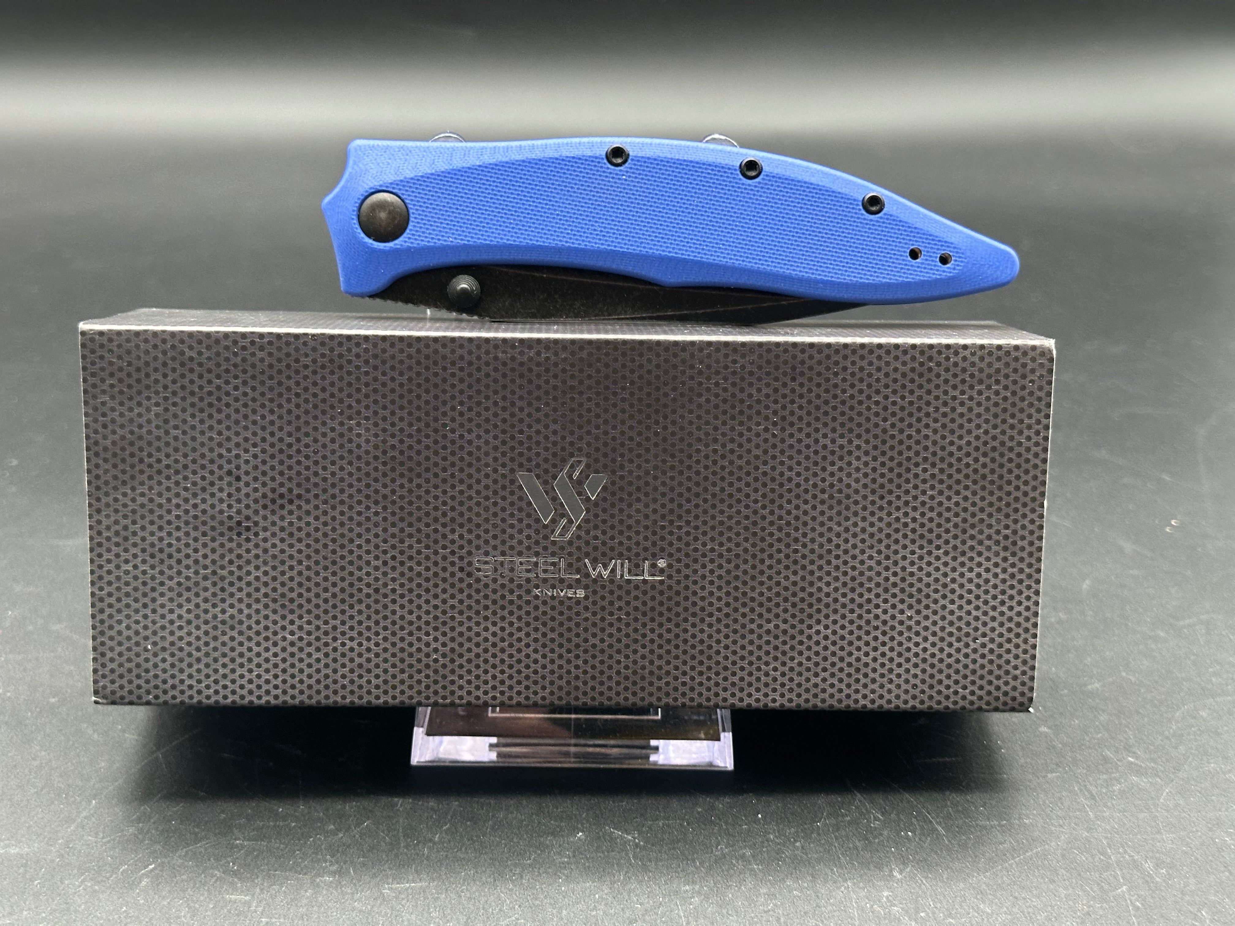 Steel Will Gienah Folding Knife - Blue G-10 Handle, Liner Lock, EDC Pocket Knife for Outdoor, Camping, and Everyday Carry