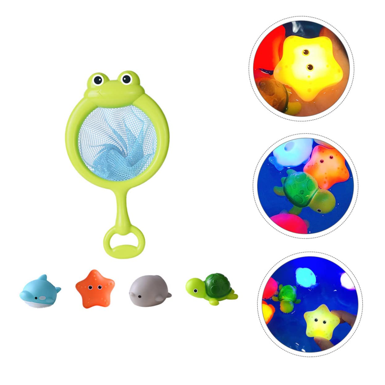 HEMOTON 5-Piece Net Fishing Bath Toys for Babies - Safe Plastic Infant Tub & Beach Play Set for Sensory Development, Water Play & Outdoor Fun