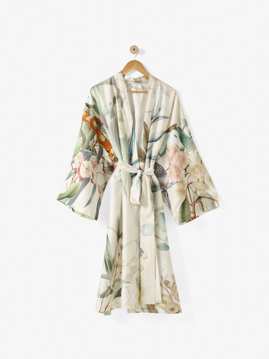 Linen House Eucalyptus Garden Robe - Soft & Breathable Women's Bathrobe for Spa, Lounge & Relaxation at Home