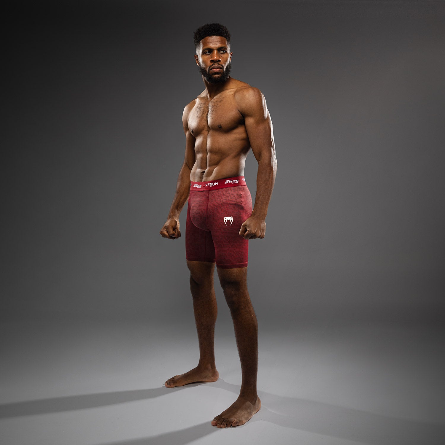 VENUM x ARES Men's Vale Tudo MMA Shorts - Burgundy Red Fight Shorts for Brazilian Jiu-Jitsu, Muay Thai & MMA Training
