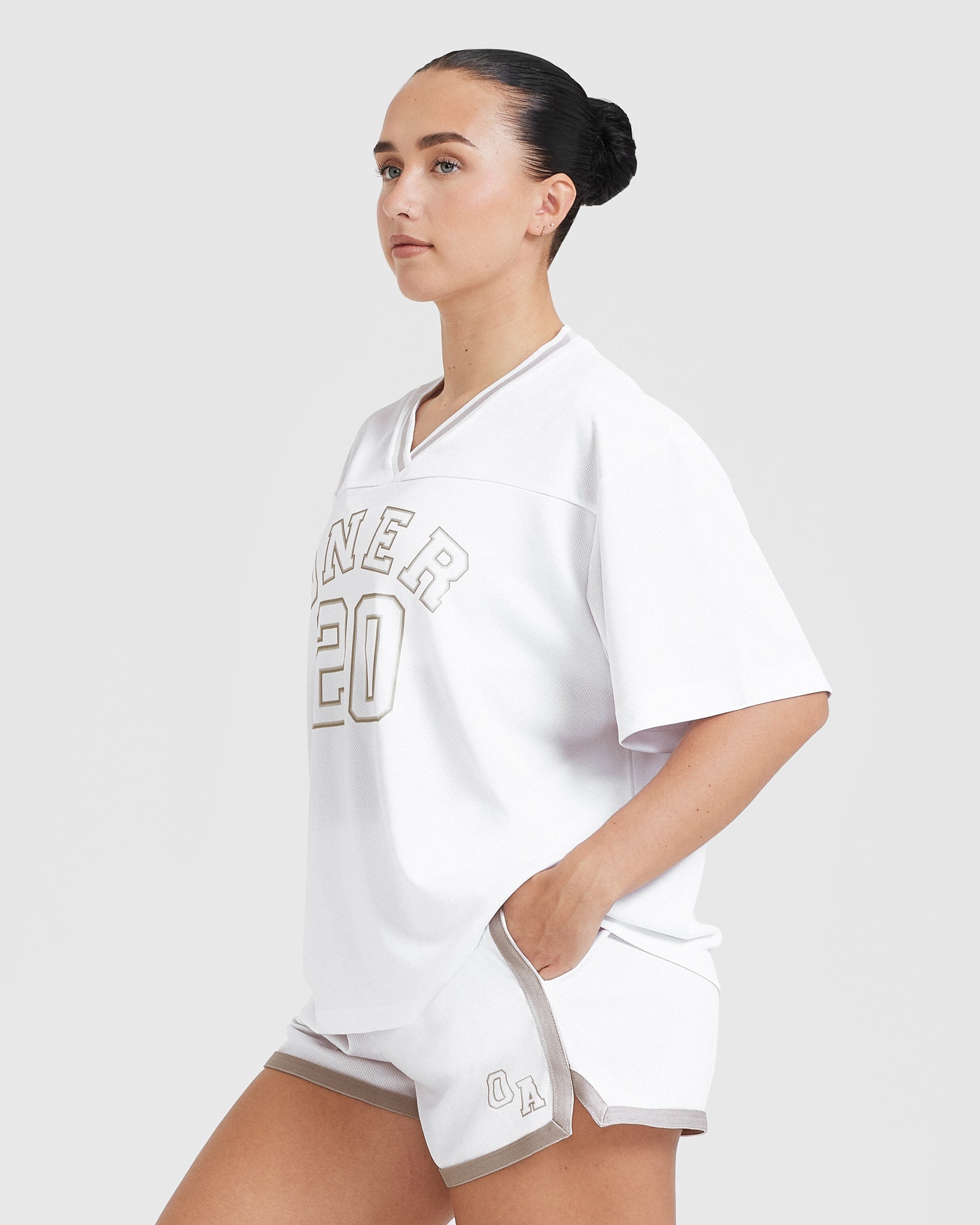 Varsity V-Neck Short Sleeve T-Shirt for Men - Soft Cotton Crew Neck Tee - Casual Summer Tops for Everyday Wear | White | Perfect for Gym, Workout, and Street Style Fashion