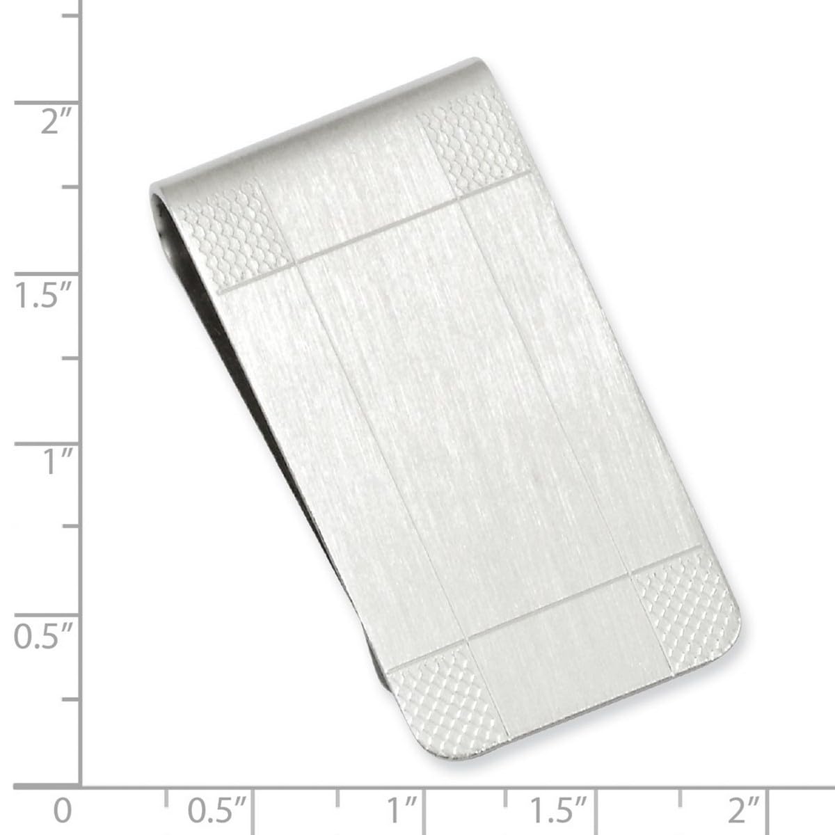 Solid Silver Plated & Rhodium Satin Patterned Money Clip for Men - 51x25mm Wide Luxury Wallet Accessory | Perfect Gift for Graduation, Wedding & Business Professionals