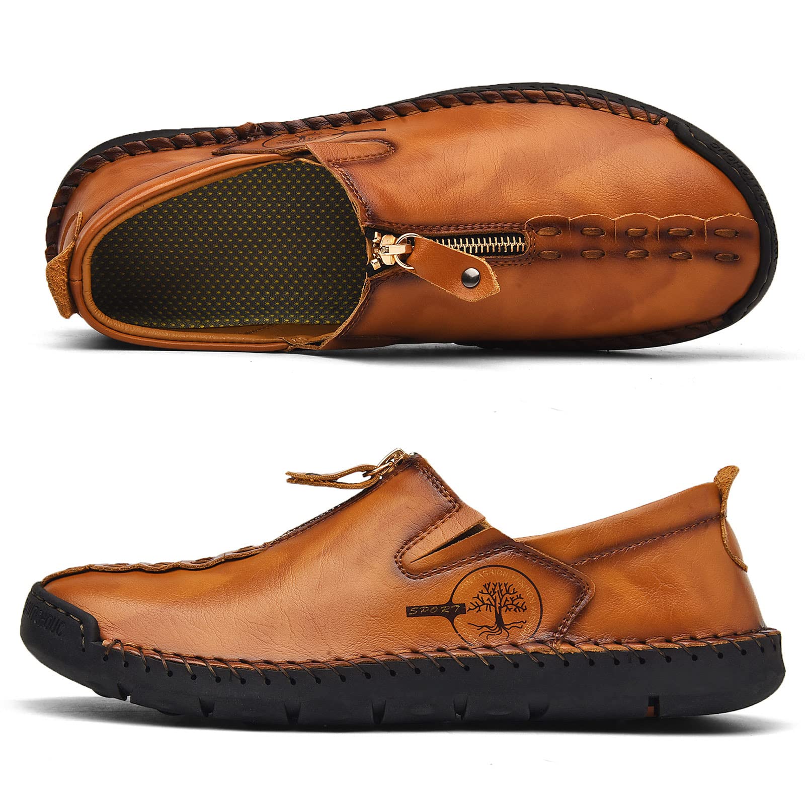 **Sharie Men's Casual Leather Slip-On Loafers - Breathable & Comfortable Walking Shoes for Men - Perfect for Office, Travel & Everyday Wear**
