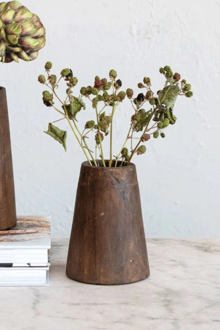 Handmade Reclaimed Wood Vase - Small Rustic Home Decor for Centerpieces, Wedding Decor, and Farmhouse Style Living Rooms | Eco-Friendly Wooden Flower Holder