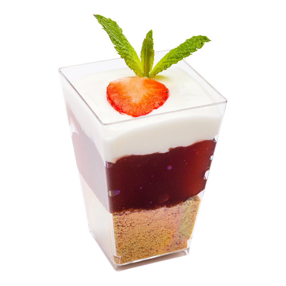 4 oz Square Clear Plastic Tall Medium Kova Cups - 2