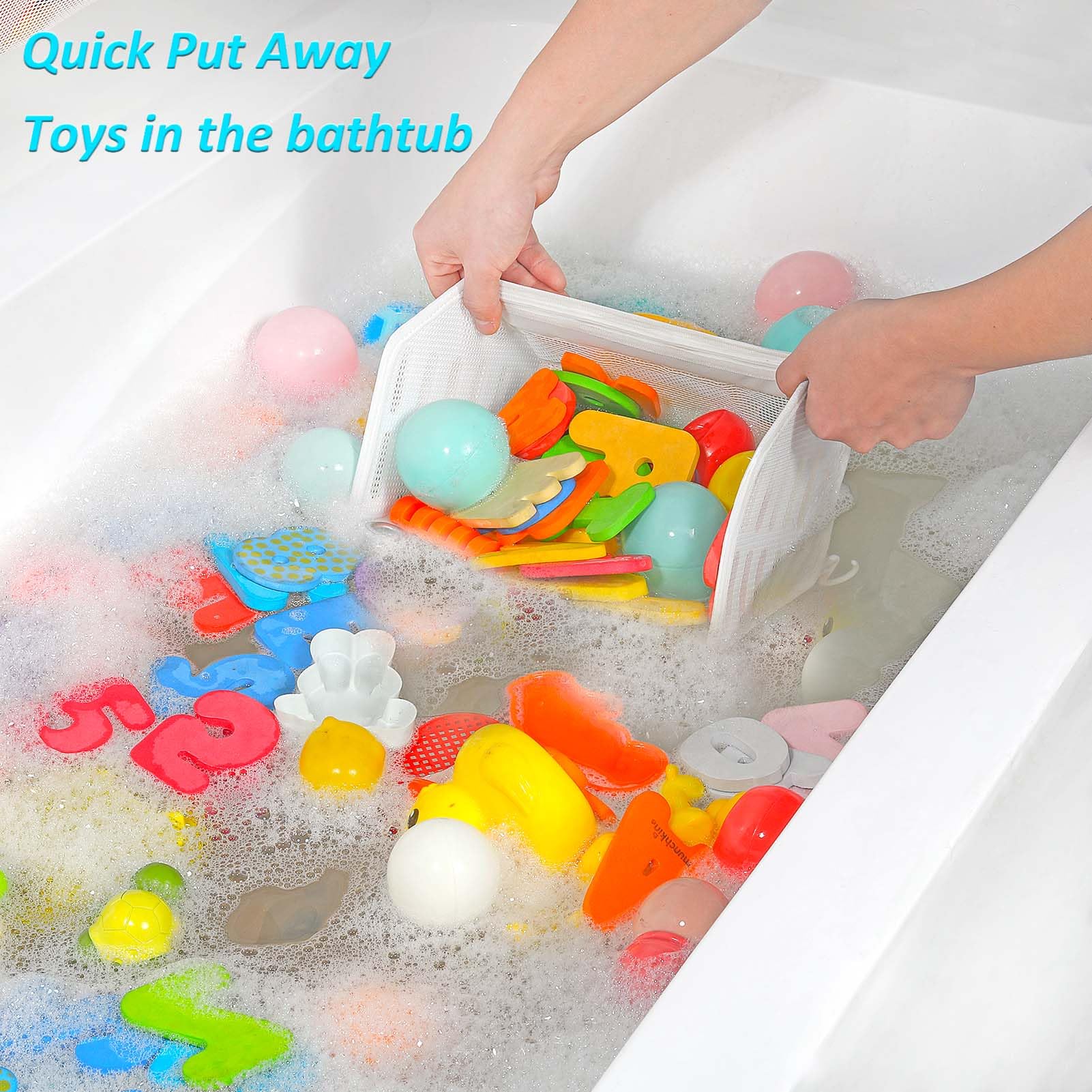 3-Piece Bath Toy Organizer Set - Multi-Functional Bathtub Toy Holder with Quick Drain for Easy Toy Storage | Perfect for Kids Bath Time Organization & Bathroom Decor