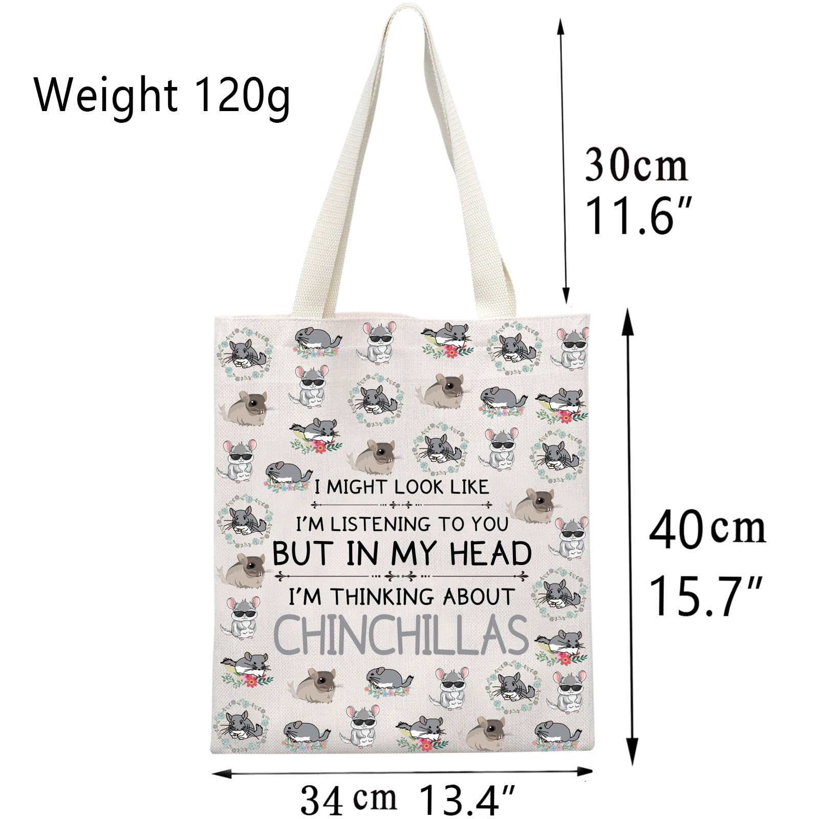 BNQL Chinchilla Lover Tote Bag - Cute Chinchilla Themed Gift for Women & Pet Moms - Perfect for Shopping, Beach, Work & Daily Use