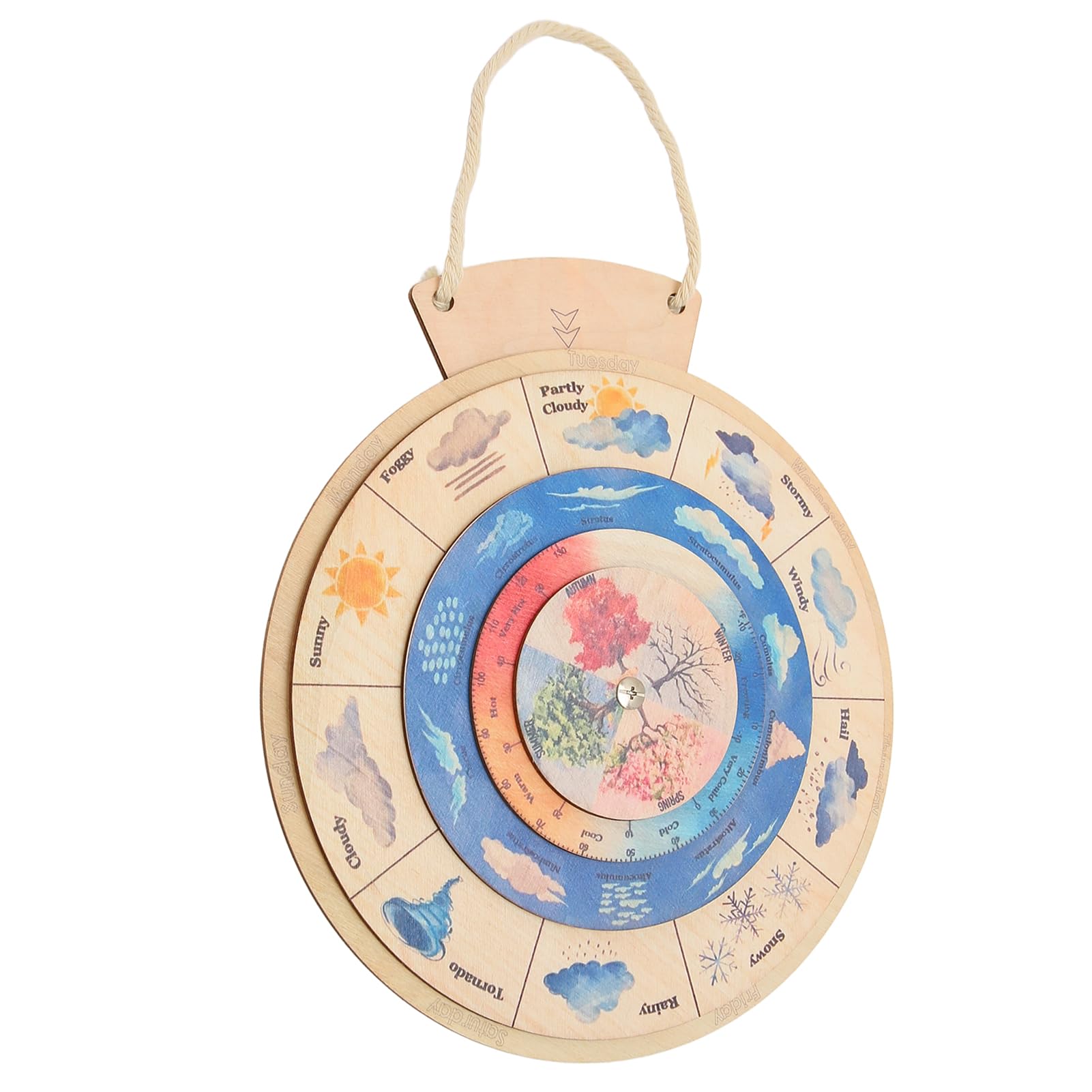 Educational Wooden Calendar Clock for Kids - Learn Weather, Seasons, Temperature & Time | Montessori Early Learning Toy for Classroom & Homeschool