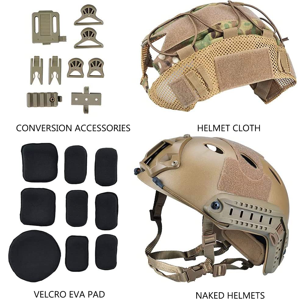Tactical Airsoft Fast Helmet with Headset & Multicam Cover - Paintball, Hunting, Airsoft & CS Game Gear for Outdoor Combat Simulation