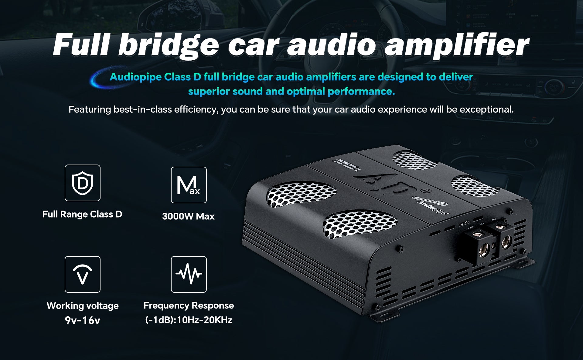3000W High Power Class D Mosfet Amplifier - APHF 3000D H1 for Car Audio, Home Theater & DJ Systems | Professional Full Range Bass Boost Sound System