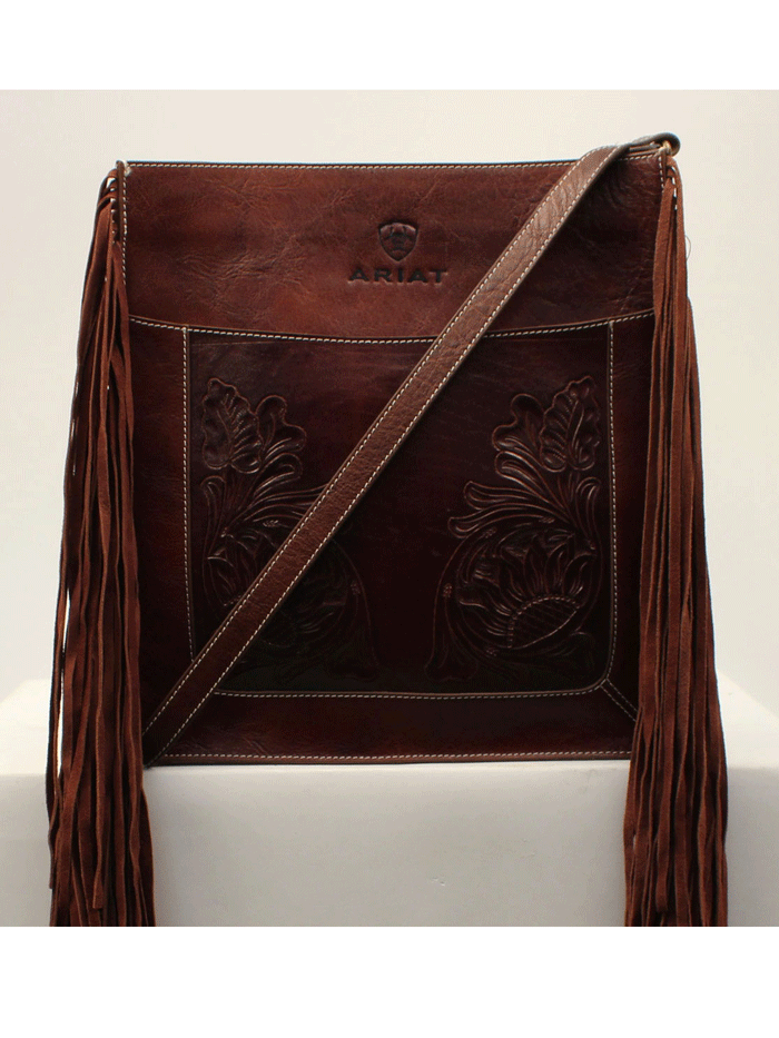 Ariat Women's Victoria Collection Messenger Bag - Brown Leather Crossbody Purse for Work, Travel & Everyday Use