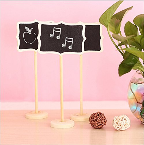 12 Pack Mini Rectangle Chalkboard Blackboard with Wooden Stand - Wedding Table Numbers, Place Cards, Favor Tags & Plant Markers - Perfect for Party Decorations, Events & DIY Crafts