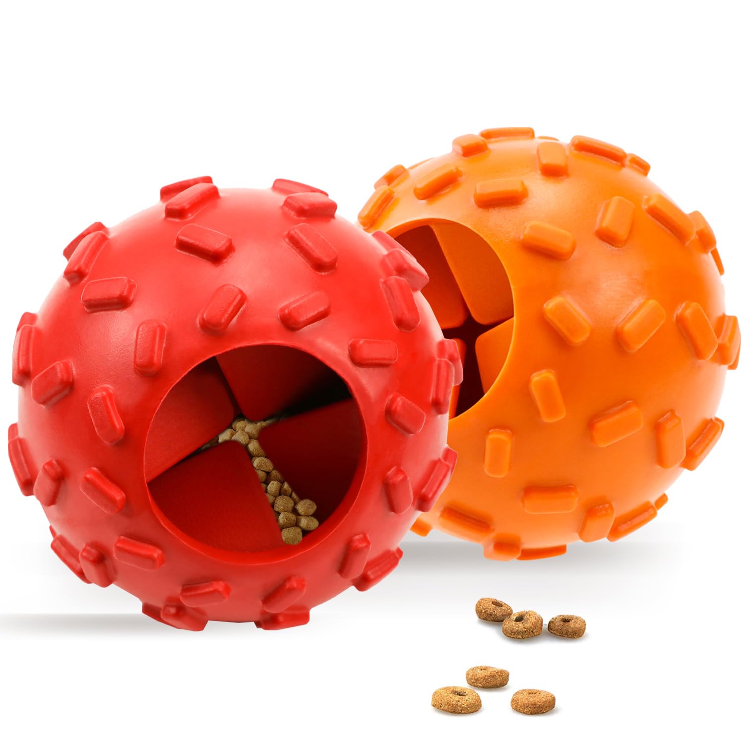 **Interactive Treat Dispensing Dog Toy Ball - 2 Pack Durable Natural Rubber Chew Toys for Small & Medium Breeds, Real Beef Flavor, Puppy Puzzle Toy to Keep Dogs Busy - Perfect for Training, Boredom Relief & Mental Stimulation**