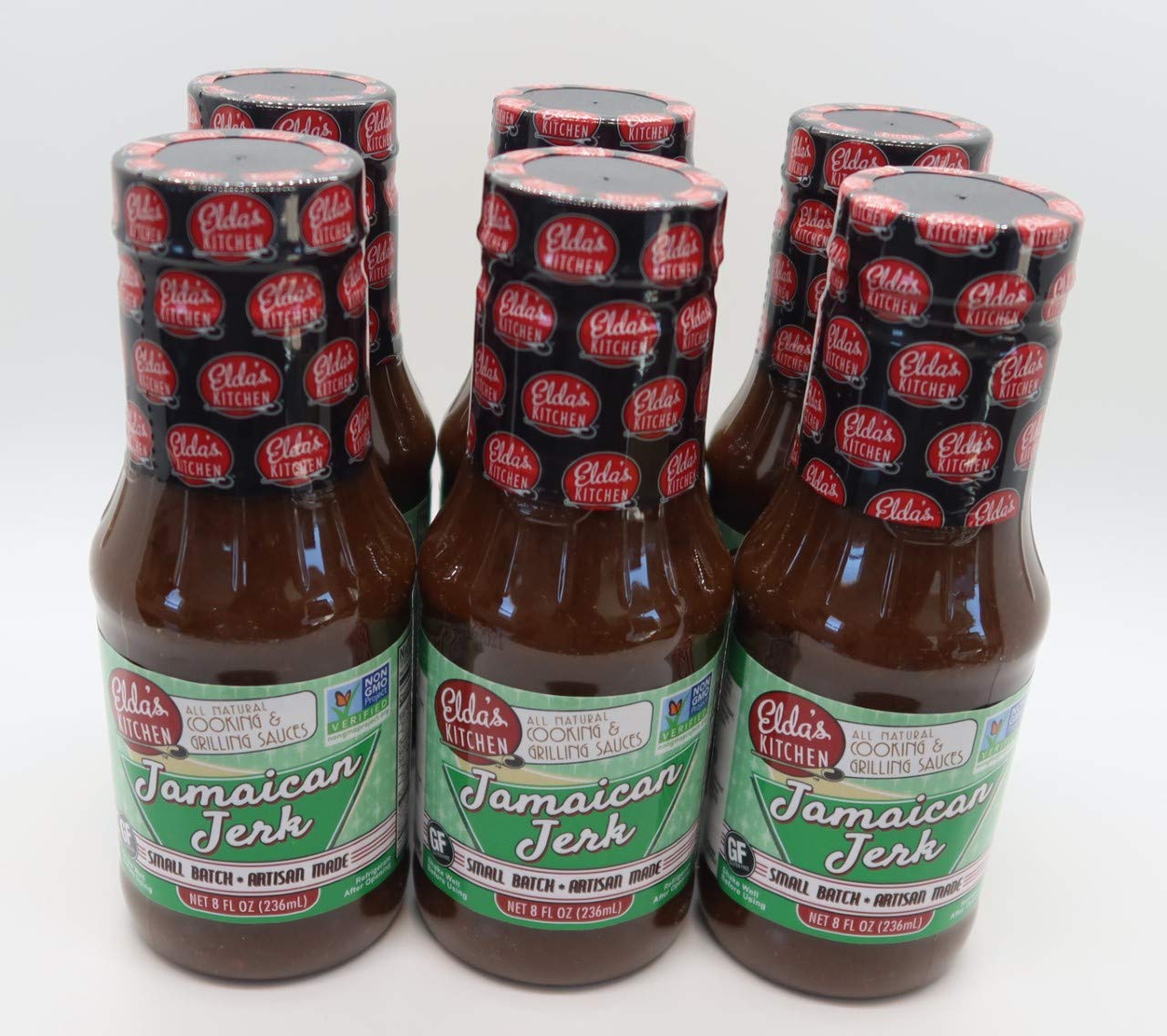 Elda's Kitchen Authentic Jamaican Jerk Cooking & Grilling Sauce - 6 Pack - Spicy Caribbean Marinade for Chicken, Pork & Seafood - Perfect for BBQ, Grilling & Family Gatherings