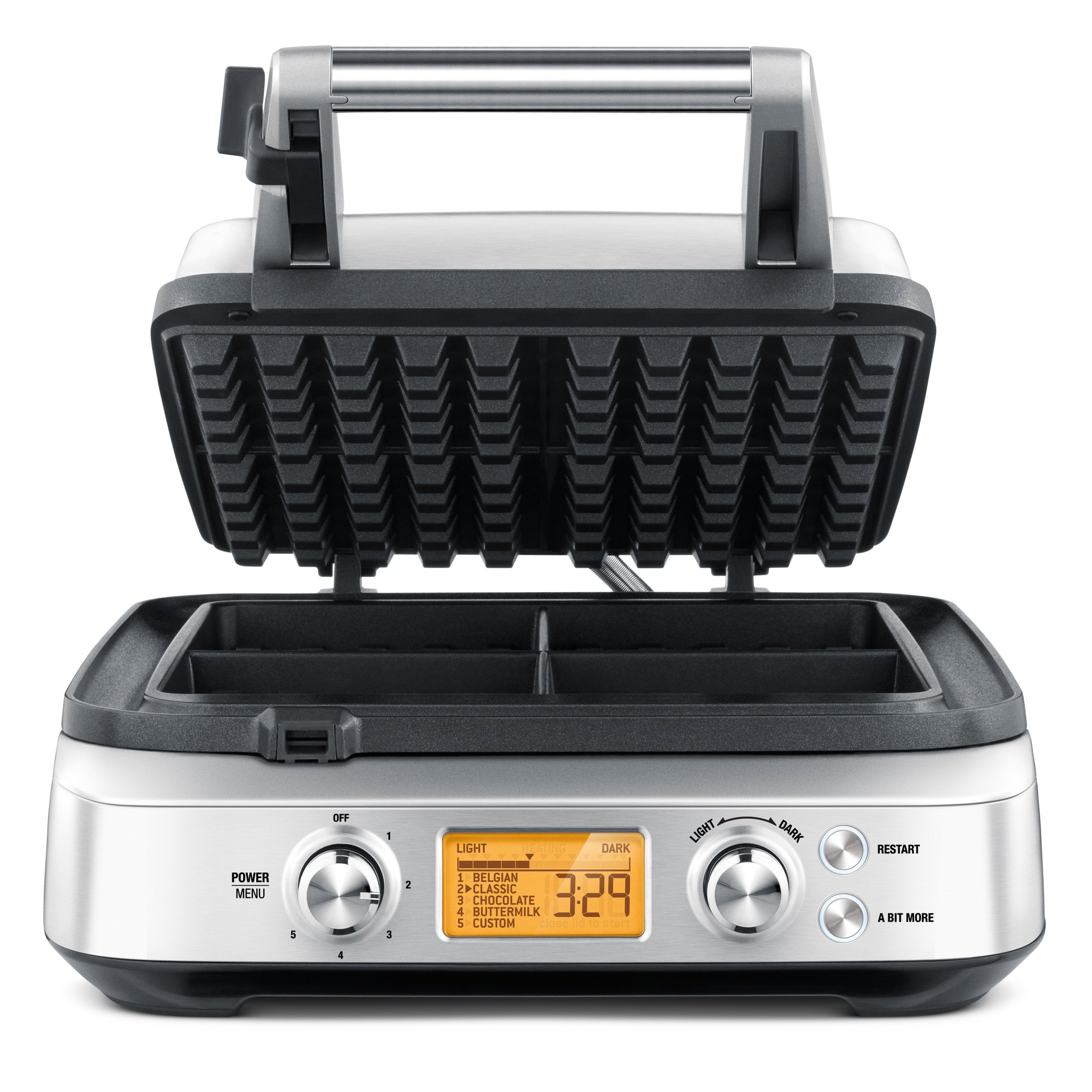 Breville BWM640XL Smart 4-Slice Waffle Maker with Adjustable Browning Control - Silver | Perfect for Breakfast, Brunch & Family Gatherings