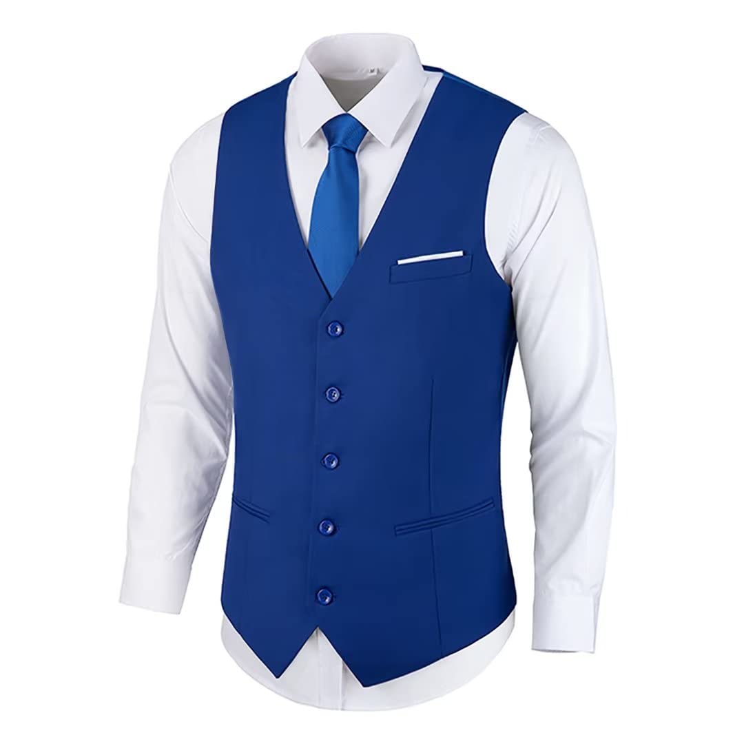 Men's Formal Suit Vest - Slim Fit V-Neck Waistcoat for Tuxedo & Wedding | Black & Navy Blue | Business, Prom, Groom & Evening Wear