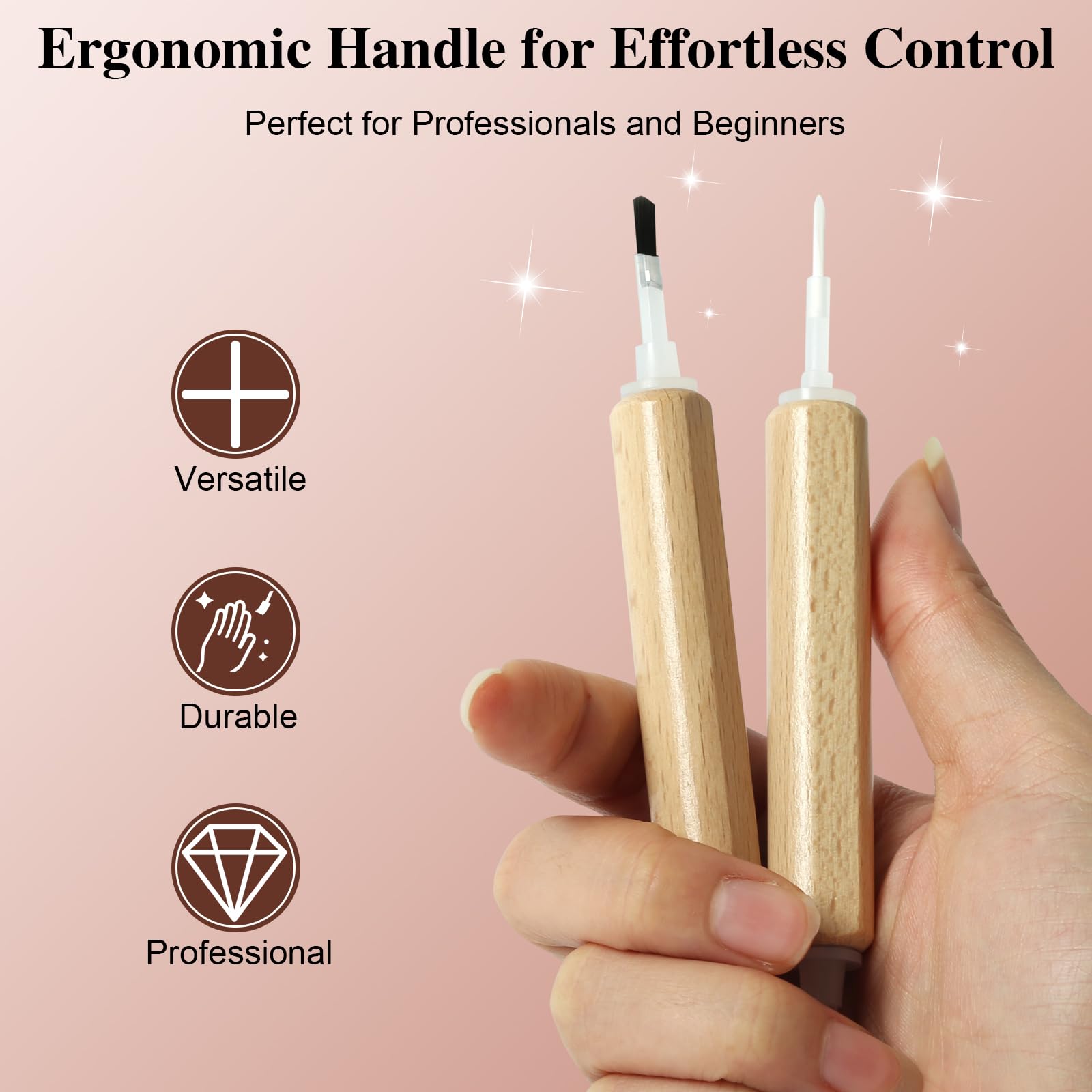 Professional Dual-Ended Nail Art Brush Kit - 25 Flat & 25 Pointed Brushes for Dip Powder, Acrylic Nails & Base Coat | DIY Manicure & Salon Use | Perfect for Nail Extensions, French Tips & Detailed Nail Designs