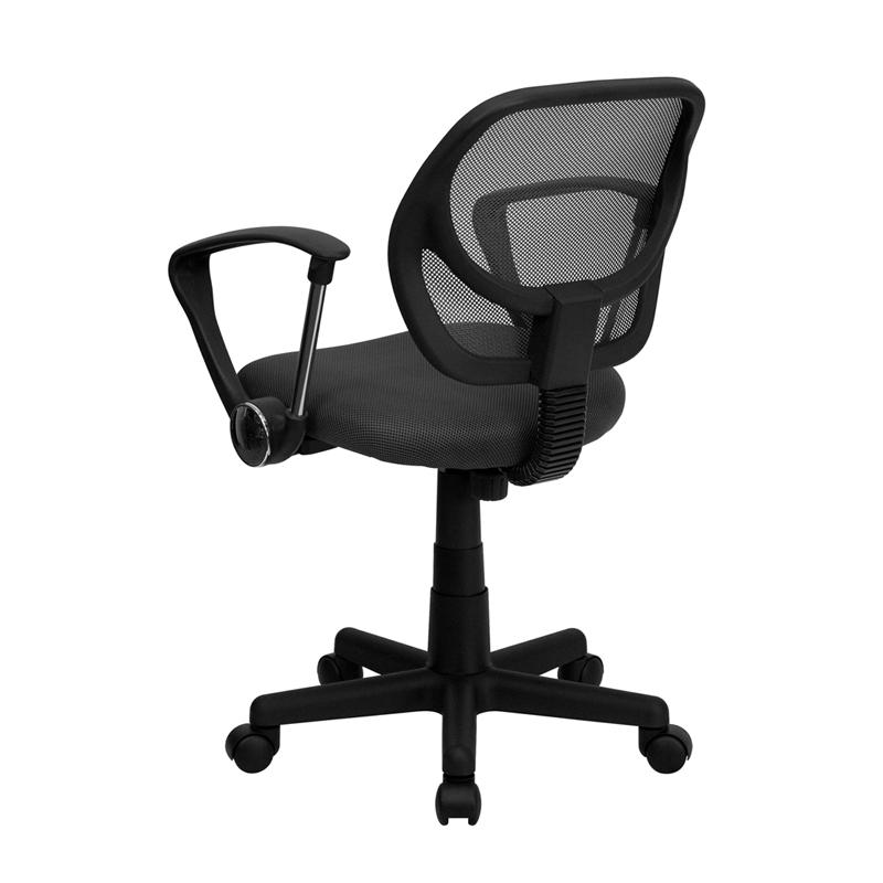 FLASH Neri Kids Low Back Black Mesh Swivel Task Office Chair with Curved Square Back and Arms - Ergonomic Study Chair for Children, Perfect for Homework, Online Classes & Gaming Desks