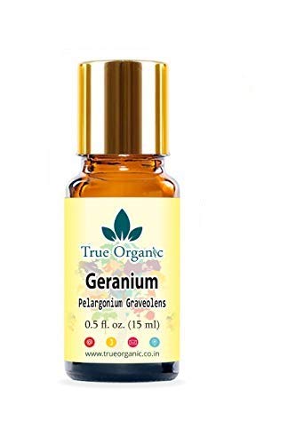 True Organic Geranium Essential Oil - 100% Pure Natural for Massage, Aromatherapy & Relaxation (15ml) - Perfect for Diffusers, Skincare & Stress Relief
