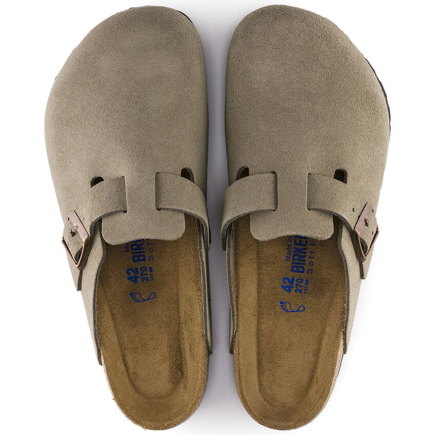 Birkenstock Boston Soft Footbed Suede Leather Clogs in Taupe - Comfortable Unisex Slides for Home, Office & Casual Wear