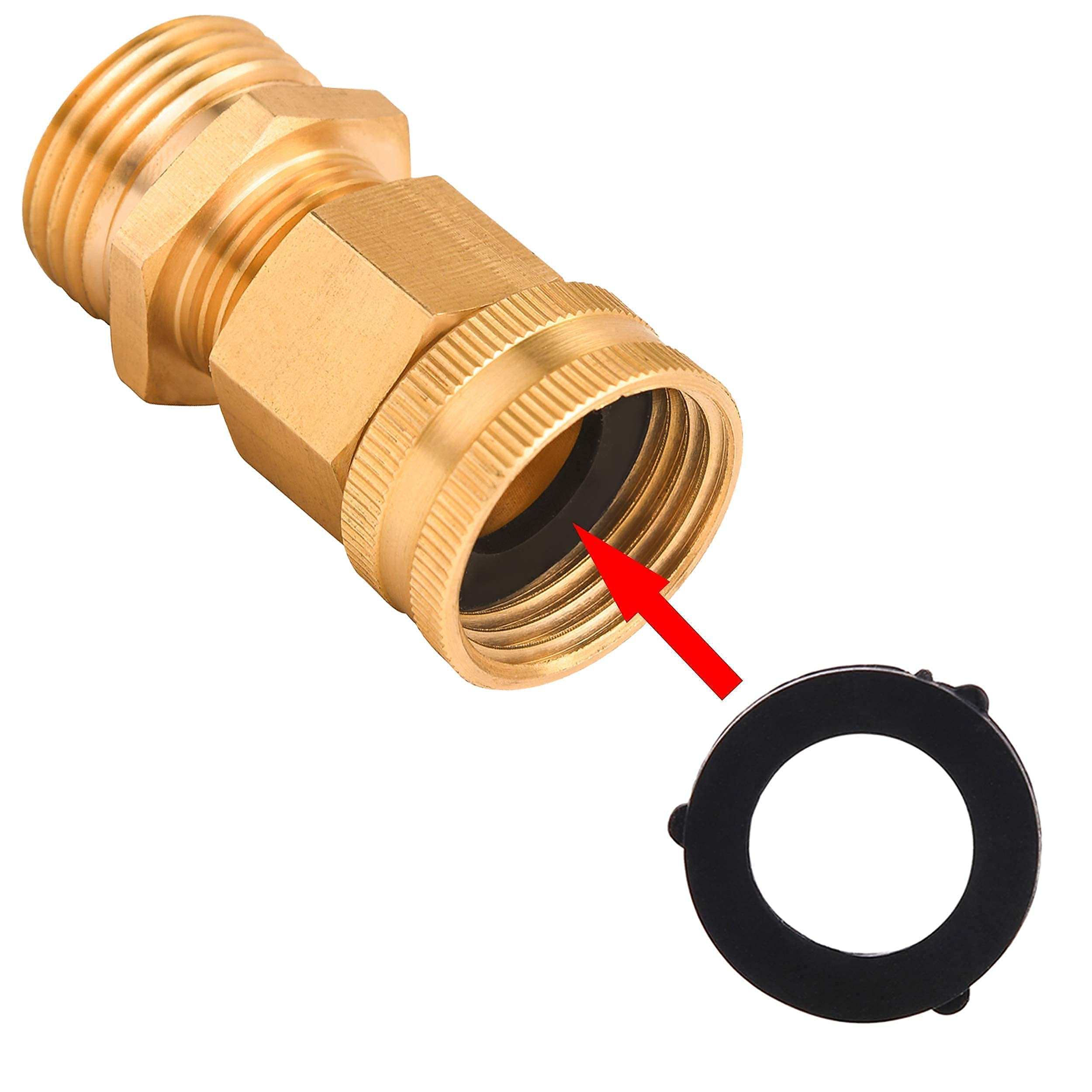 Heavy Duty Brass Garden Hose Shut Off Valve with 10 Washers - Leak-Proof Water Flow Control for Lawn, Garden & Outdoor Use